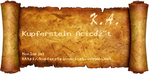 Kupferstein Acicét névjegykártya